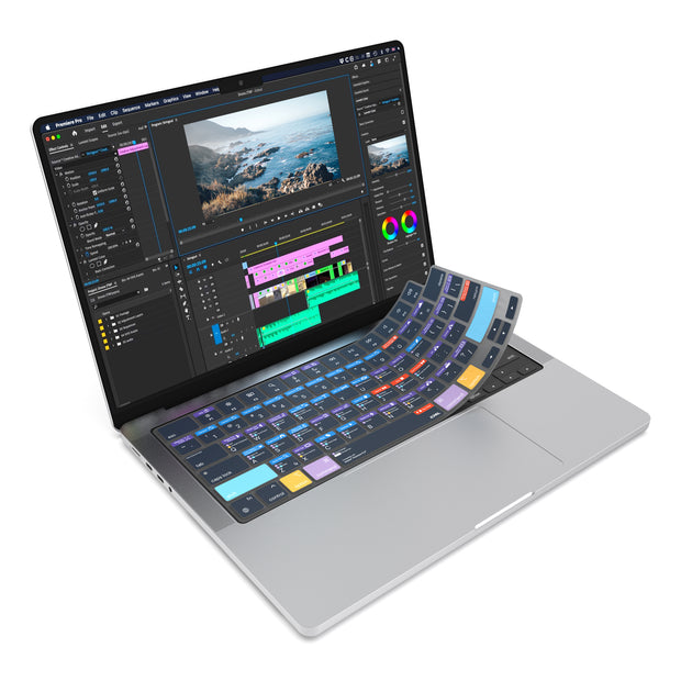 JCPal VerSkin Adobe Premiere Pro Shortcuts Keyboard Protector for MacBook Pro 14" (M3 2023 / M2 2023 / M1 2021 Models), MacBook Pro 16" (M3 2023 / M2 2023 / M1 2021 Models), MacBook Air 13.6 (M2 2022 Model), & MacBook Air 15.3" (M2 2023 Model)