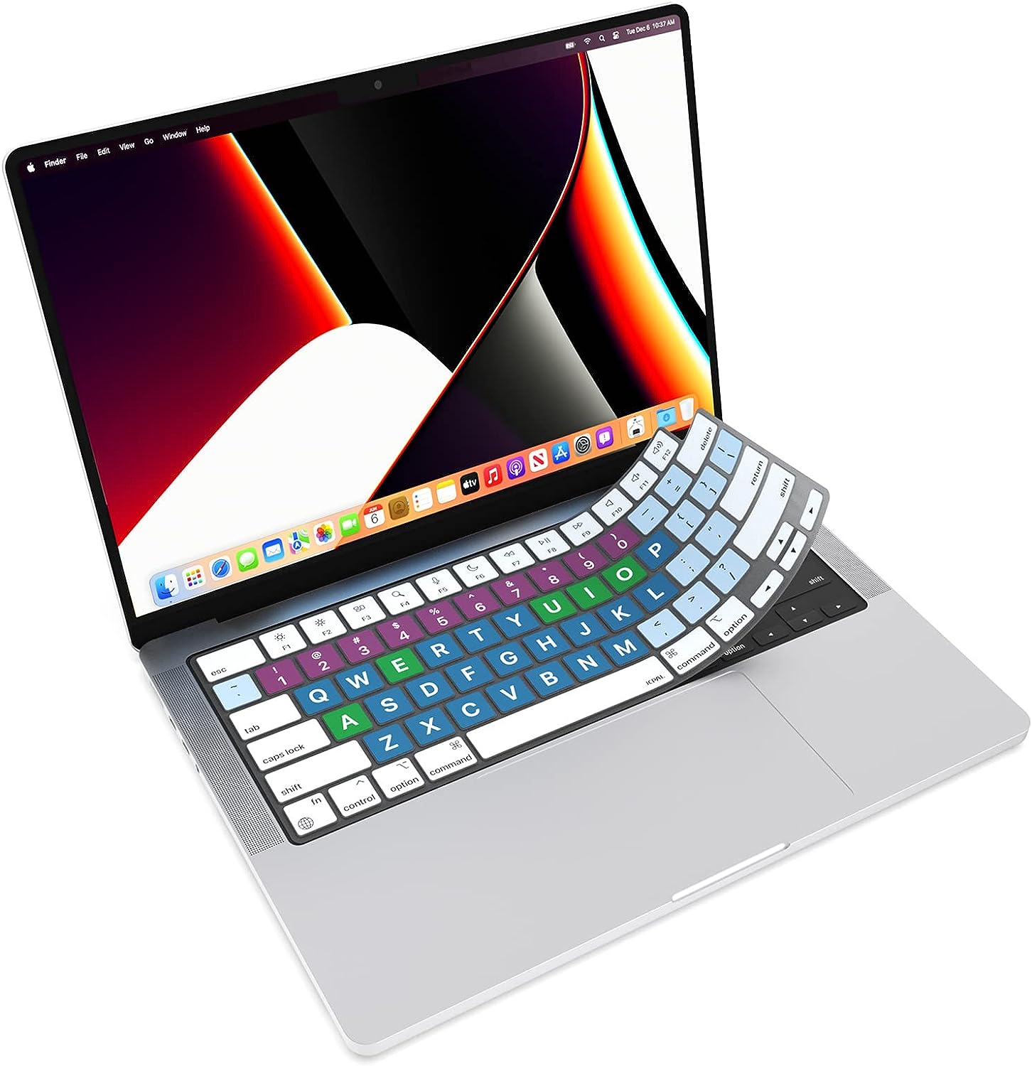 JCPal VerSkin Inclusive Color-Coded Key Guided Keyboard Protector for MacBook Pro 14" / 16" (M3 2023 / M2 2023 / M1 2021 Model), MacBook Air 13" (M2 2022 Model), and MacBook Air 15" (M2 2023 Model)
