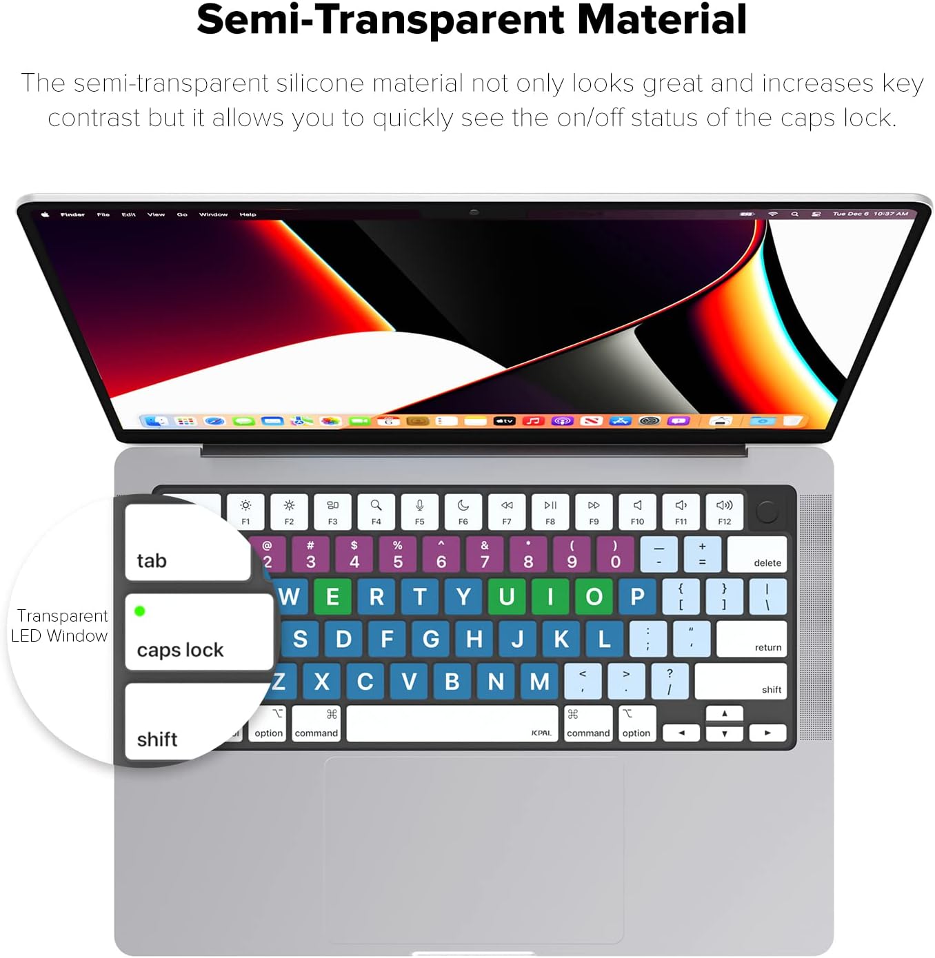 JCPal VerSkin Inclusive Color-Coded Key Guided Keyboard Protector for MacBook Pro 14" / 16" (M3 2023 / M2 2023 / M1 2021 Model), MacBook Air 13" (M2 2022 Model), and MacBook Air 15" (M2 2023 Model)