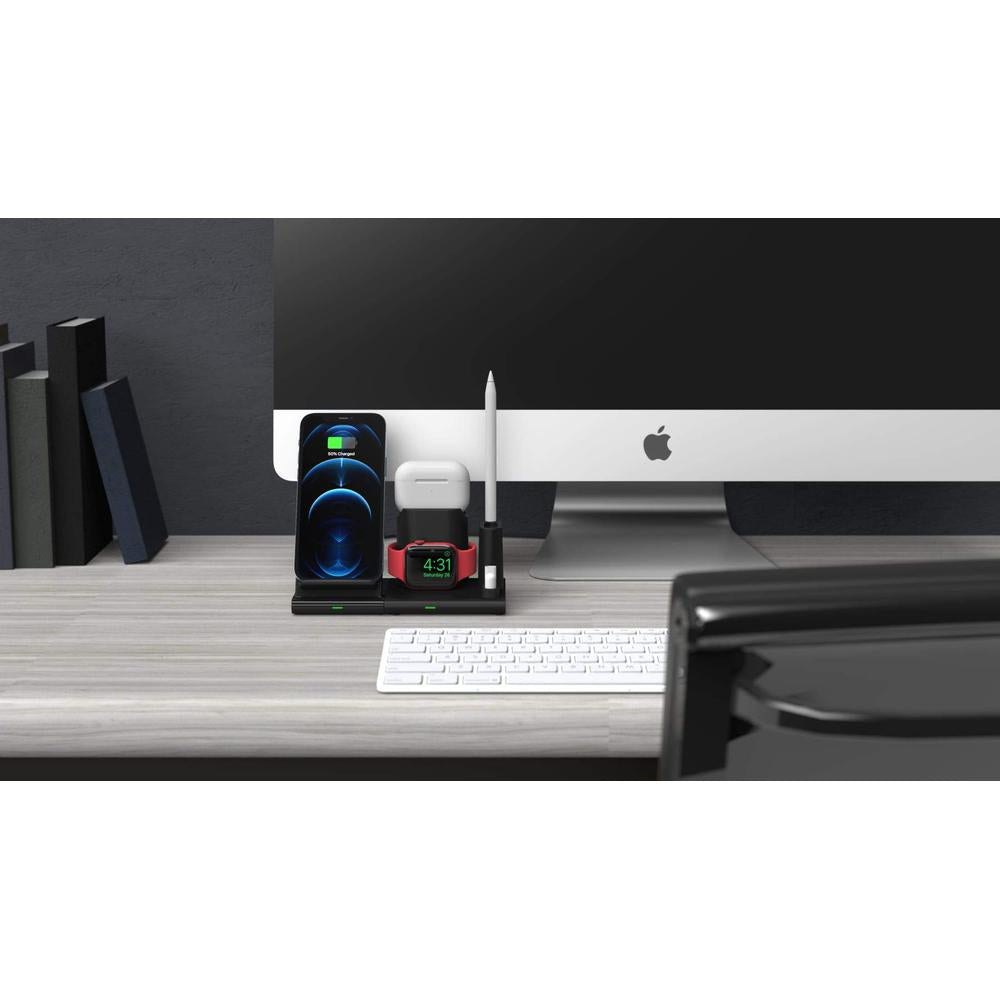 Adam Elements OMNIA Q4 15W 4-in-1 Wireless Charging Station for iPhone, Apple Watch, Apple Pencil, and AirPod case