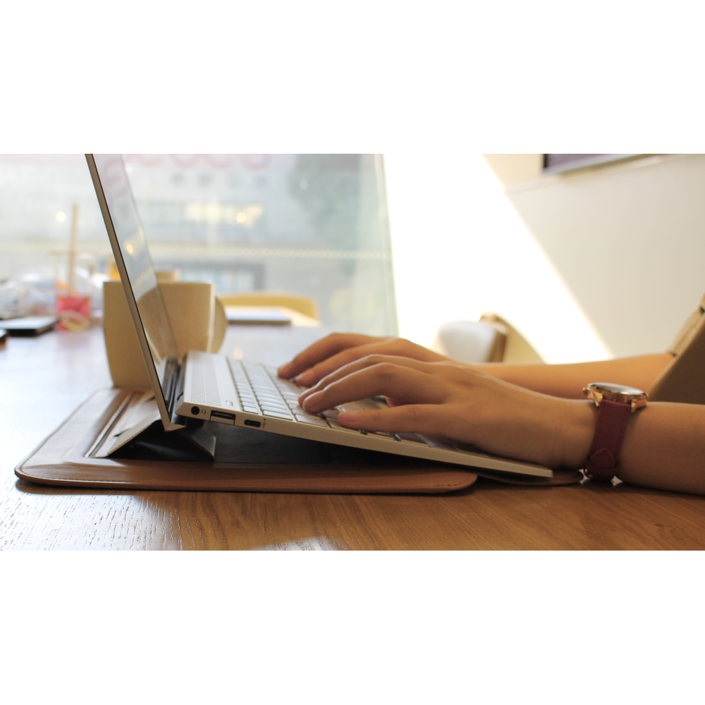 JCPal Ergo Multifunction Sleeve Stand for 13" MacBook / Laptop - Saddie Brown