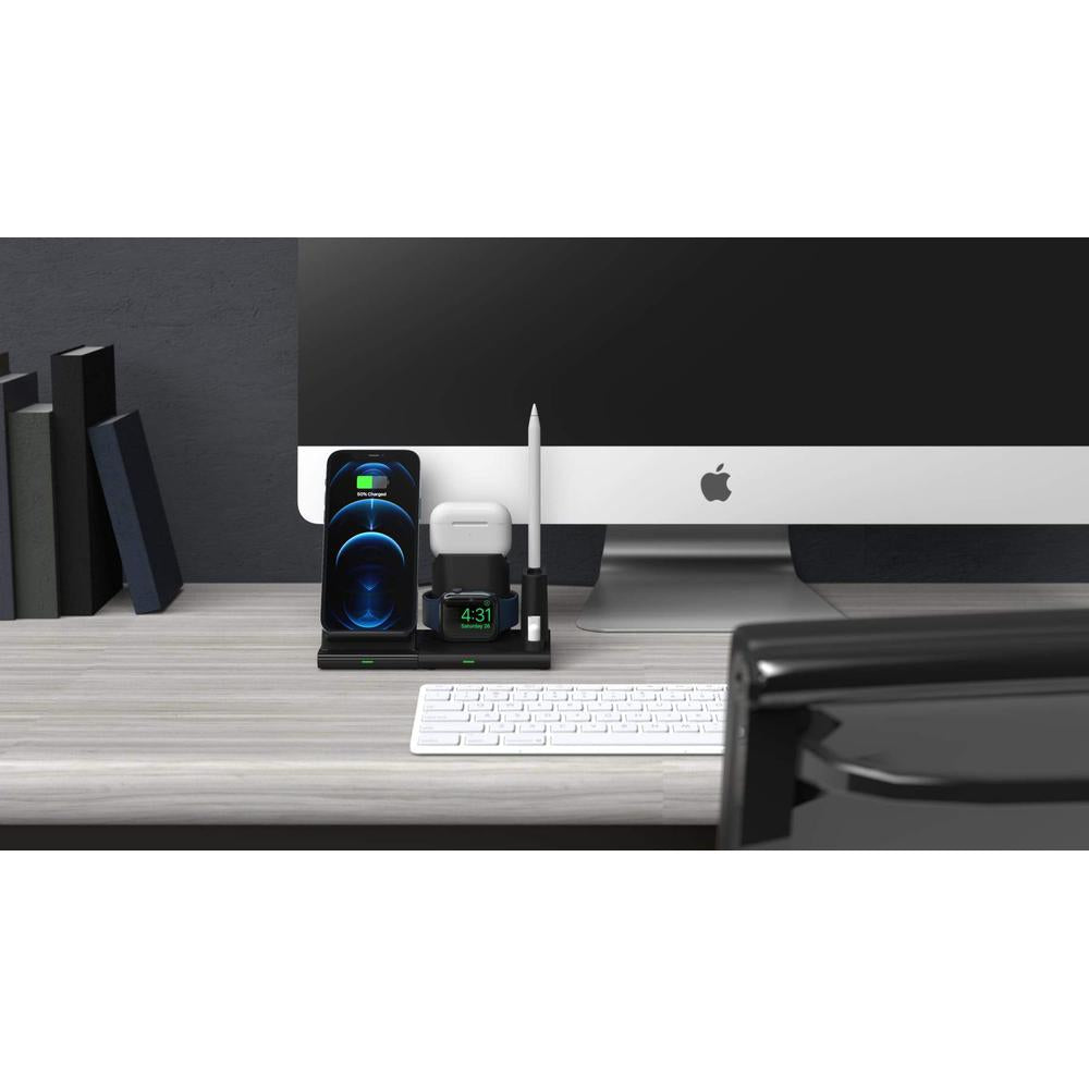 Adam Elements OMNIA Q4 15W 4-in-1 Wireless Charging Station for iPhone, Apple Watch, Apple Pencil, and AirPod case