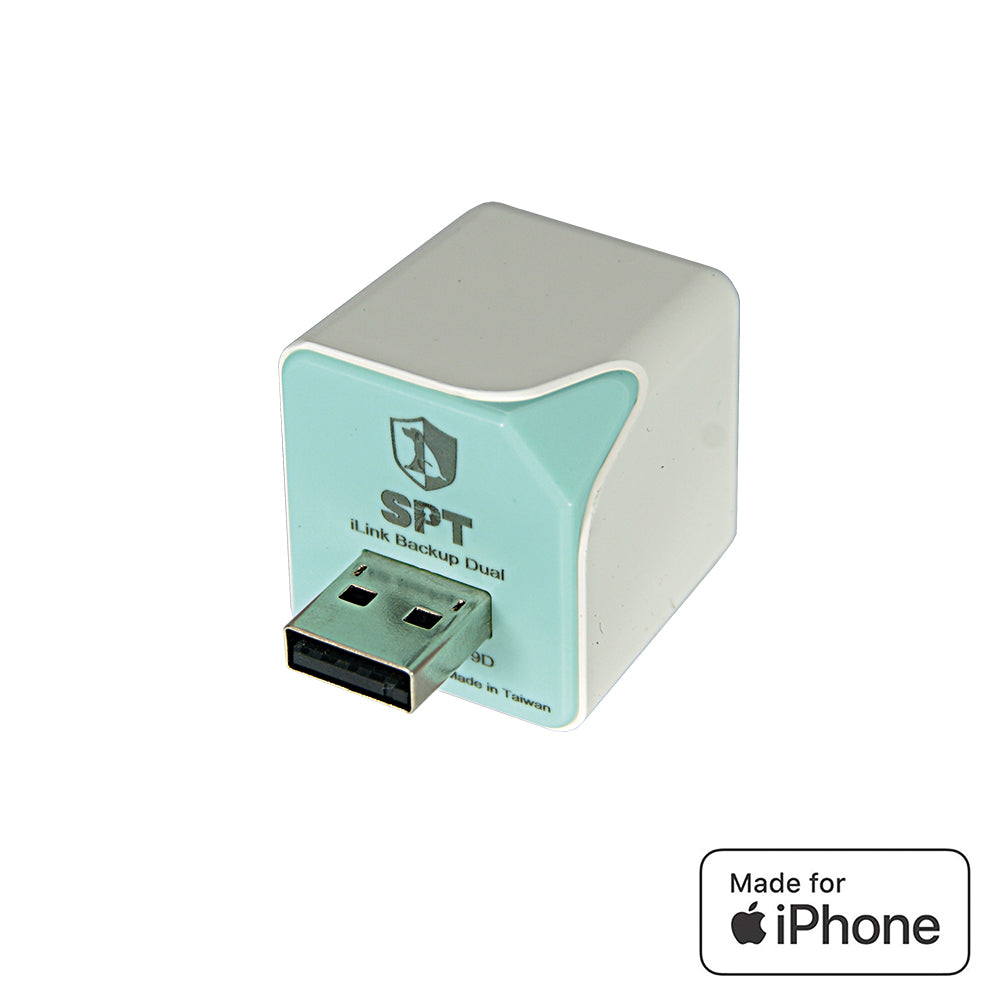 Sunprotected iLink Apple Certified Dual Auto Backup Flash Drive, White/Green