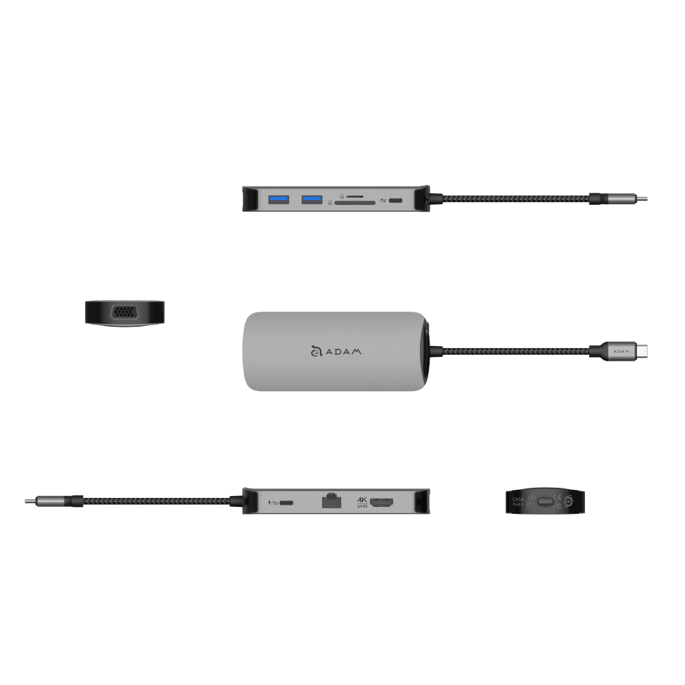 Adam Elements Casa X 10 in 1 USB-C to 2 x USB-C 3.1, 2 x USB-A 3.1, 4K HMDI, VGA, RJ45, SD Card, MicroSD, Audio Adapter