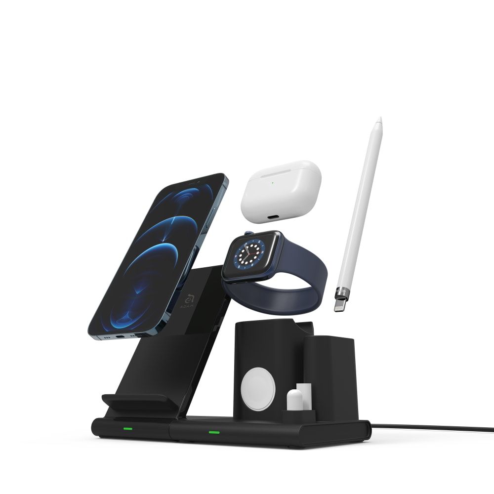 Adam Elements OMNIA Q4 15W 4-in-1 Wireless Charging Station for iPhone, Apple Watch, Apple Pencil, and AirPod case