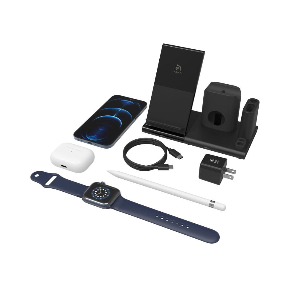 Adam Elements OMNIA Q4 15W 4-in-1 Wireless Charging Station for iPhone, Apple Watch, Apple Pencil, and AirPod case