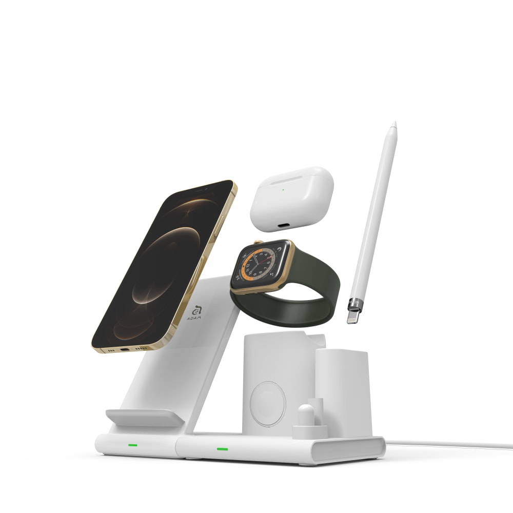 Adam Elements OMNIA Q4 15W 4-in-1 Wireless Charging Station for iPhone, Apple Watch, Apple Pencil, and AirPod case