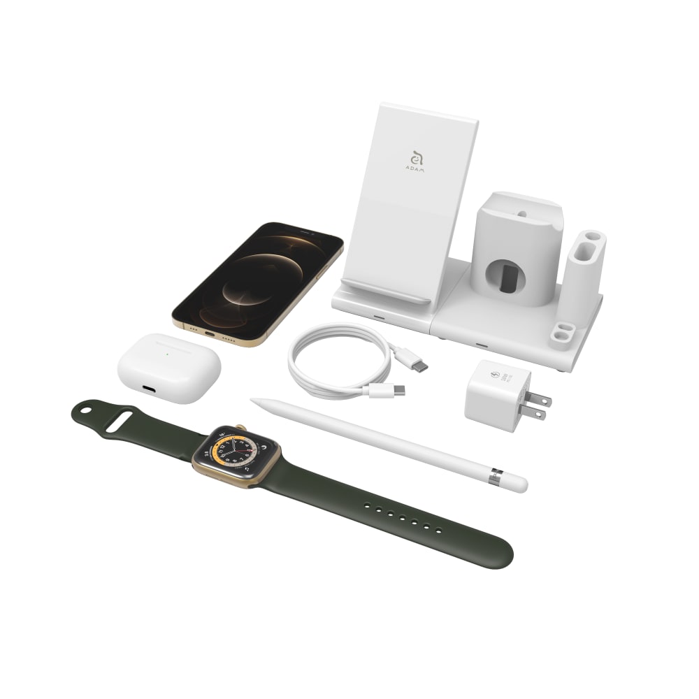 Adam Elements OMNIA Q4 15W 4-in-1 Wireless Charging Station for iPhone, Apple Watch, Apple Pencil, and AirPod case