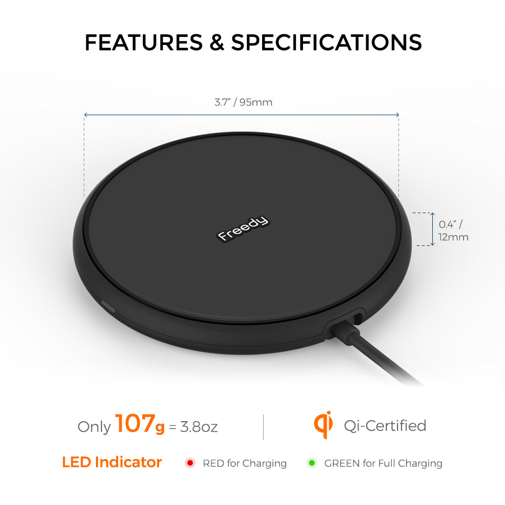 Freedy Single Wireless Charging Pad, Black