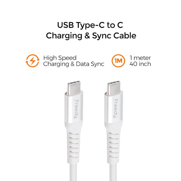 Freedy USB-C to USB-C Braided Charging Cable, 1M