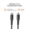 Freedy USB-C to USB-C Braided Charging Cable, 1M