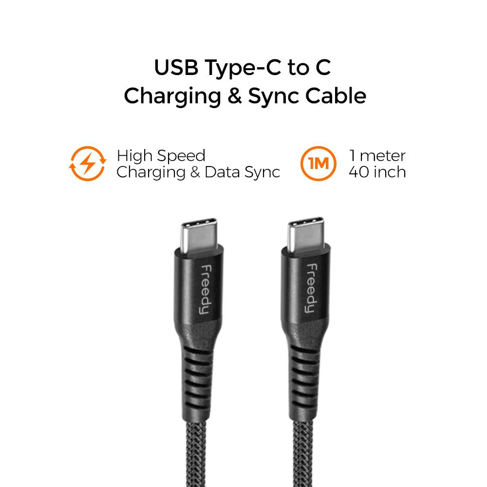 Freedy USB-C to USB-C Braided Charging Cable, 1M