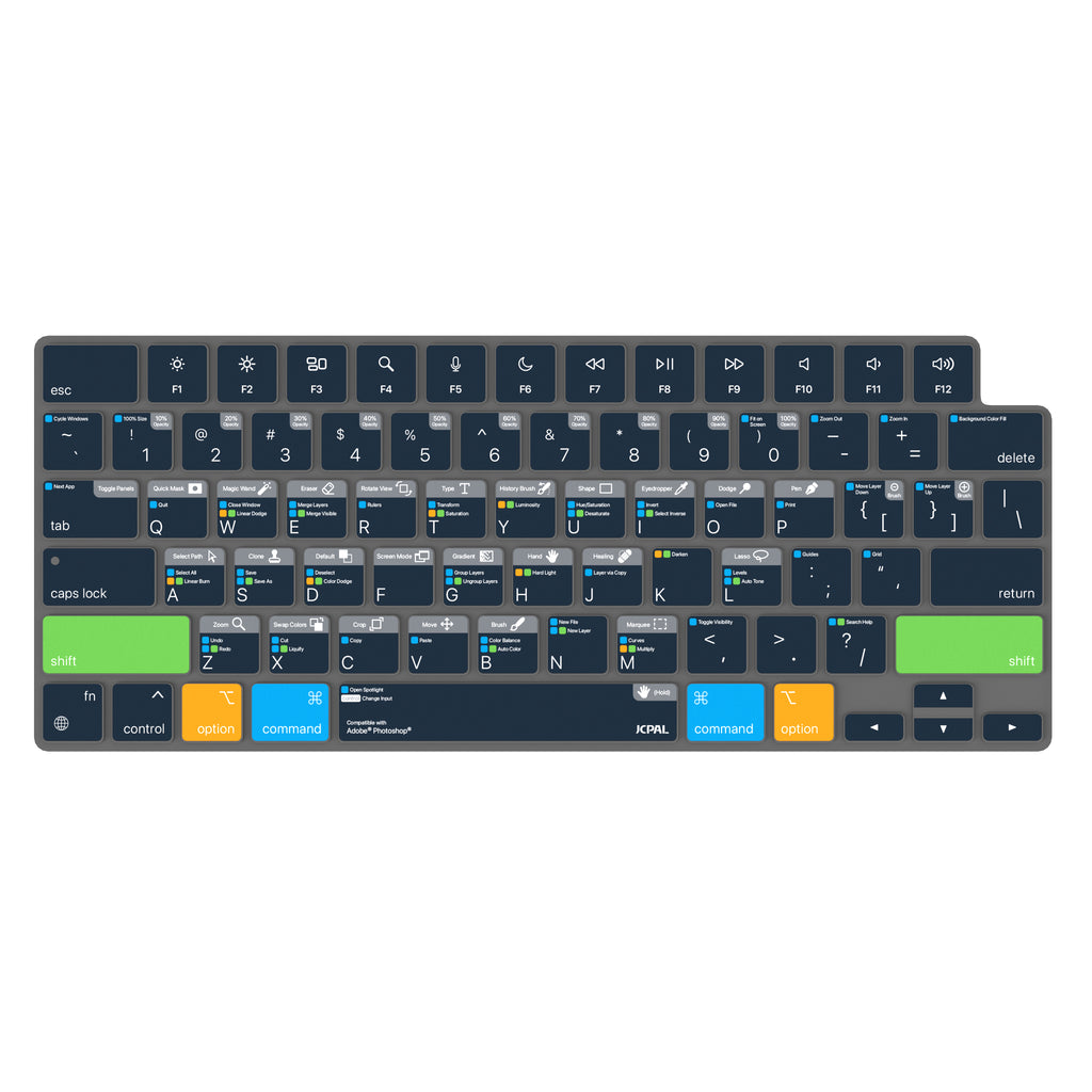 JCPal VerSkin Adobe Illustrator Shortcuts Keyboard Protector for MacBook Pro 14" (M3 2023 / M2 2023 / M1 2021 Models), MacBook Pro 16" (M3 2023 / M2 2023 / M1 2021 Models), MacBook Air 13.6 (M2 2022 Model), & MacBook Air 15.3" (M2 2023 Model)