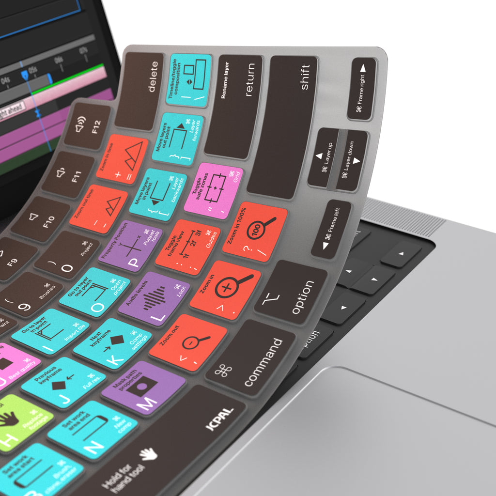 JCPal VerSkin Adobe After Effects Shortcuts Keyboard Protector for MacBook Pro 14" (M3 2023 / M2 2023 / M1 2021 Models), MacBook Pro 16" (M3 2023 / M2 2023 / M1 2021 Models), MacBook Air 13.6 (M2 2022 Model), & MacBook Air 15.3" (M2 2023 Model)