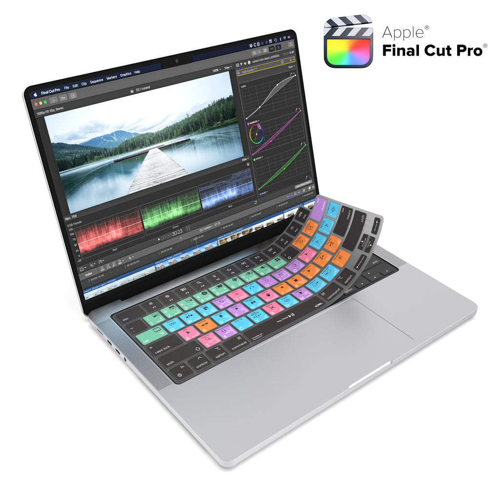 JCPal VerSkin Apple Final Cut Shortcuts Keyboard Protector for MacBook Pro 14" (M3 2023 / M2 2023 / M1 2021 Models), MacBook Pro 16" (M3 2023 / M2 2023 / M1 2021 Models), MacBook Air 13.6 (M2 2022 Model), & MacBook Air 15.3" (M2 2023 Model)