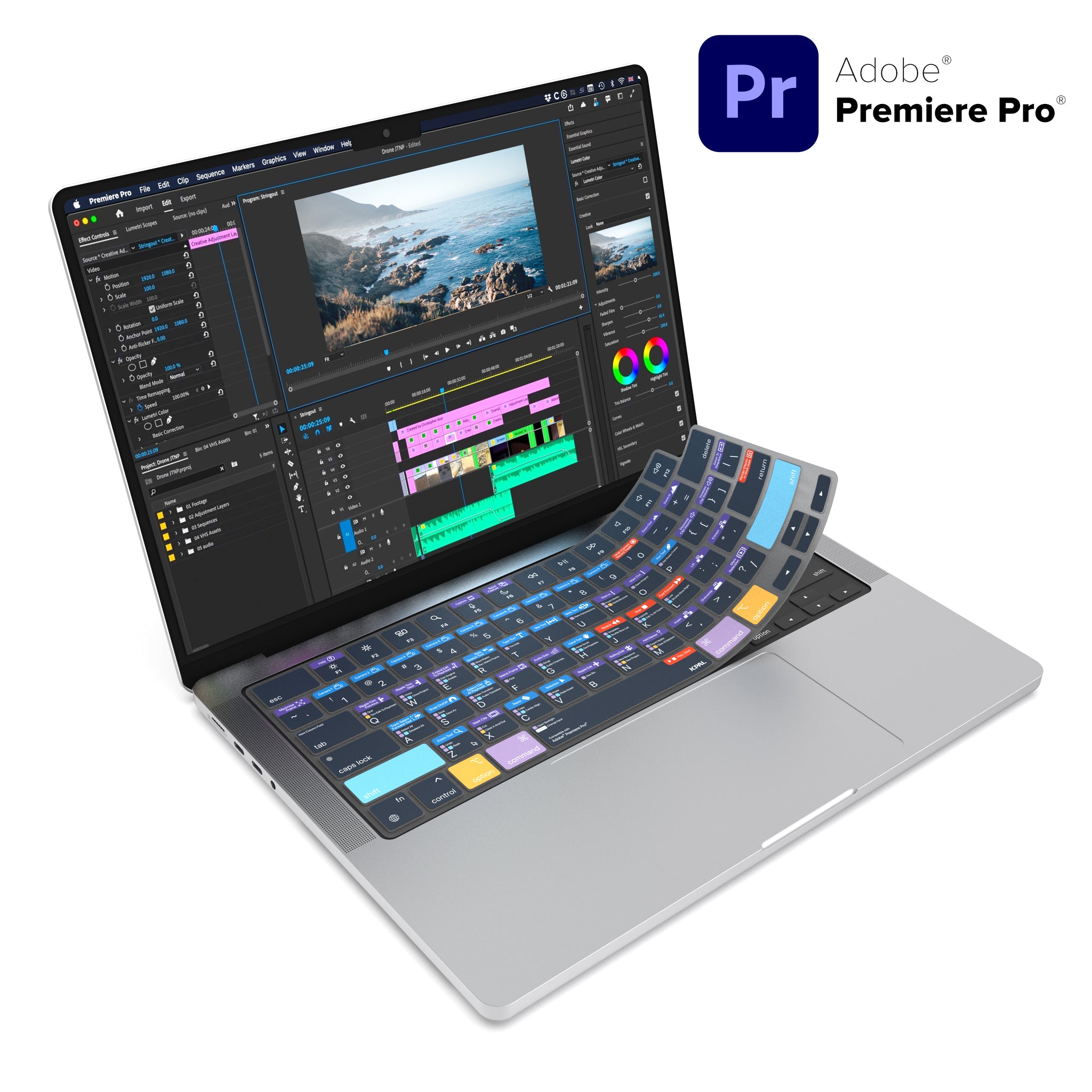 JCPal VerSkin Adobe Premiere Pro Shortcuts Keyboard Protector for MacBook Pro 14" (M3 2023 / M2 2023 / M1 2021 Models), MacBook Pro 16" (M3 2023 / M2 2023 / M1 2021 Models), MacBook Air 13.6 (M2 2022 Model), & MacBook Air 15.3" (M2 2023 Model)
