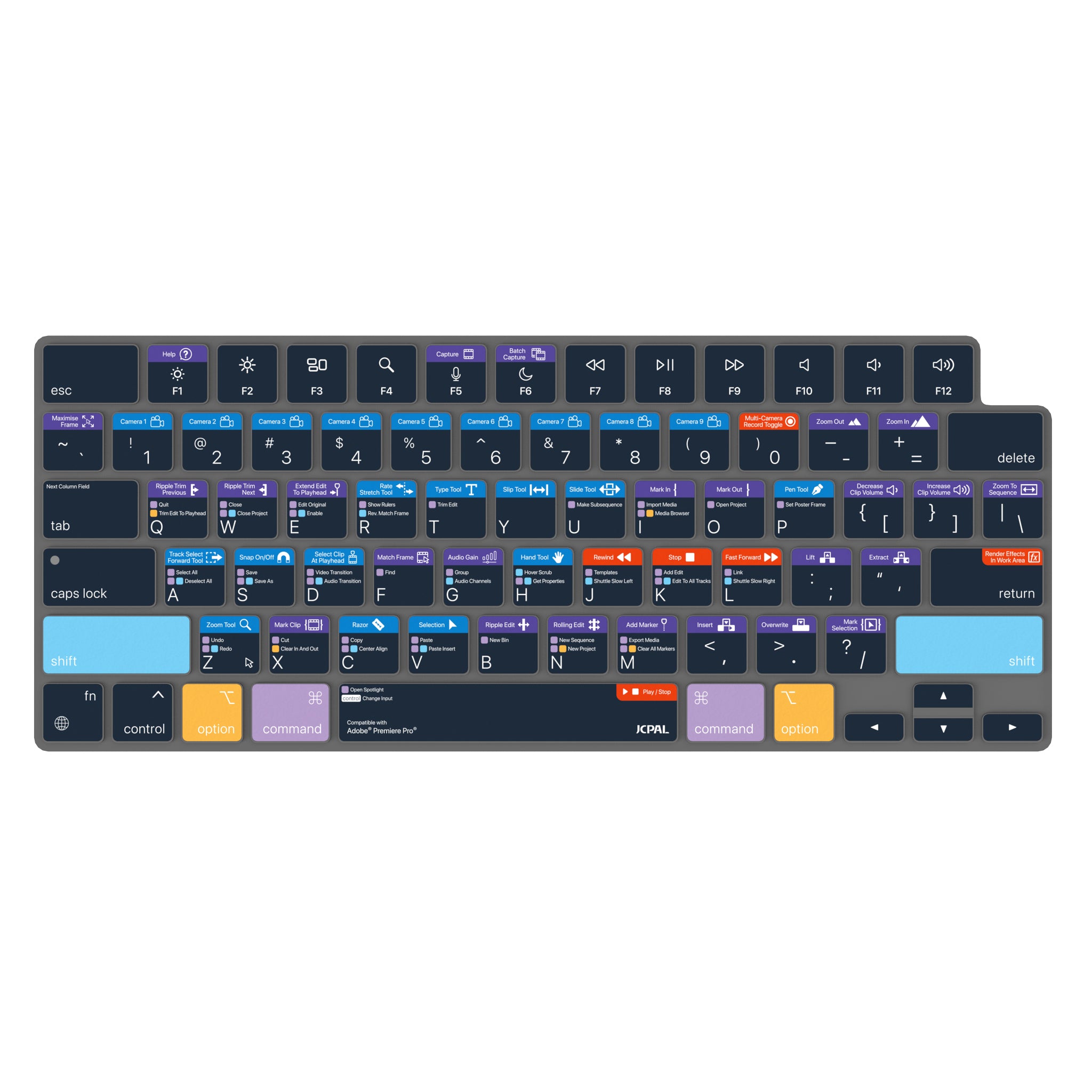JCPal VerSkin Adobe Premiere Pro Shortcuts Keyboard Protector for MacBook Pro 14" (M3 2023 / M2 2023 / M1 2021 Models), MacBook Pro 16" (M3 2023 / M2 2023 / M1 2021 Models), MacBook Air 13.6 (M2 2022 Model), & MacBook Air 15.3" (M2 2023 Model)