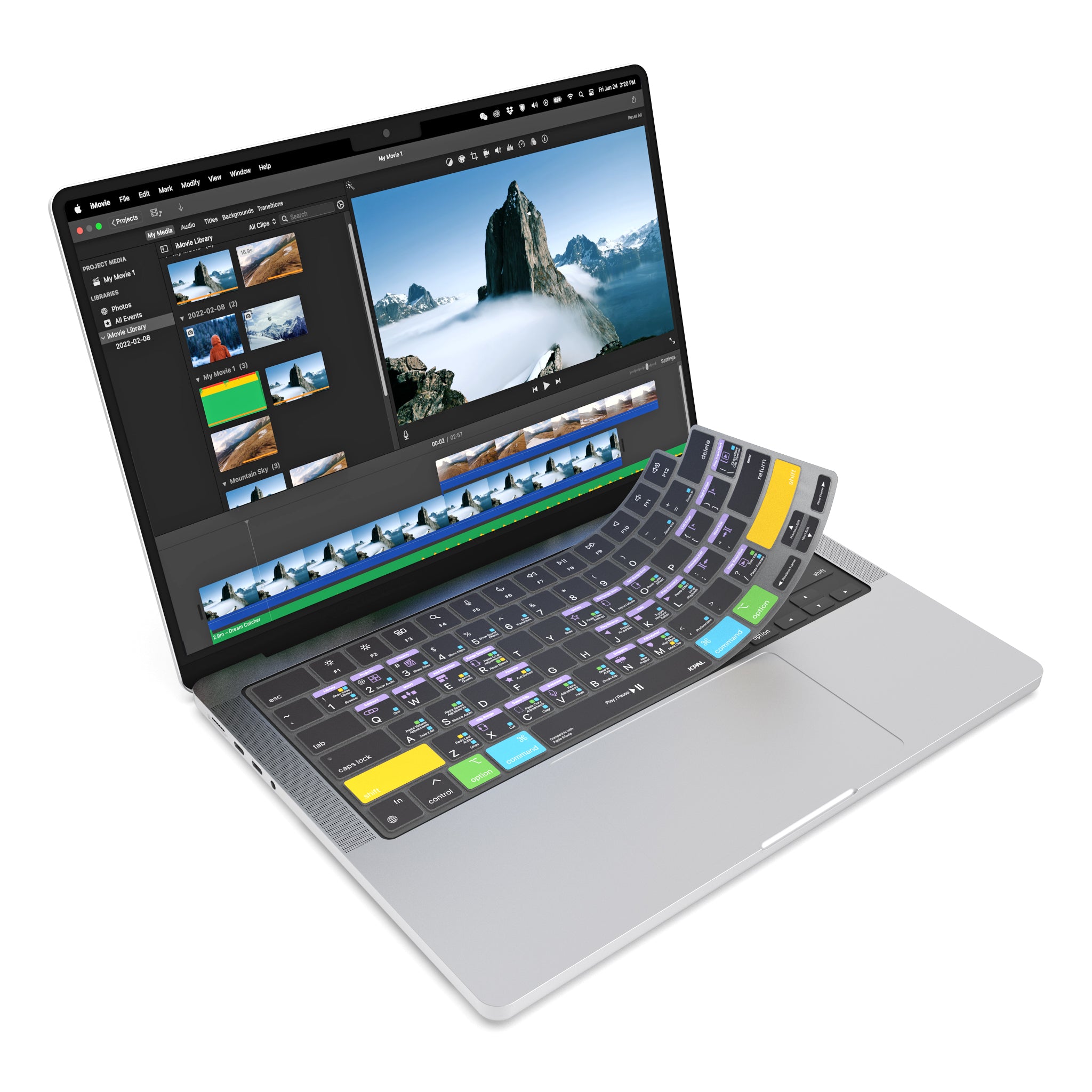 JCPal VerSkin Apple iMovie Shortcuts Keyboard Protector for MacBook Pro 14" (M3 2023 / M2 2023 / M1 2021 Models), MacBook Pro 16" (M3 2023 / M2 2023 / M1 2021 Models), MacBook Air 13.6 (M2 2022 Model), & MacBook Air 15.3" (M2 2023 Model)
