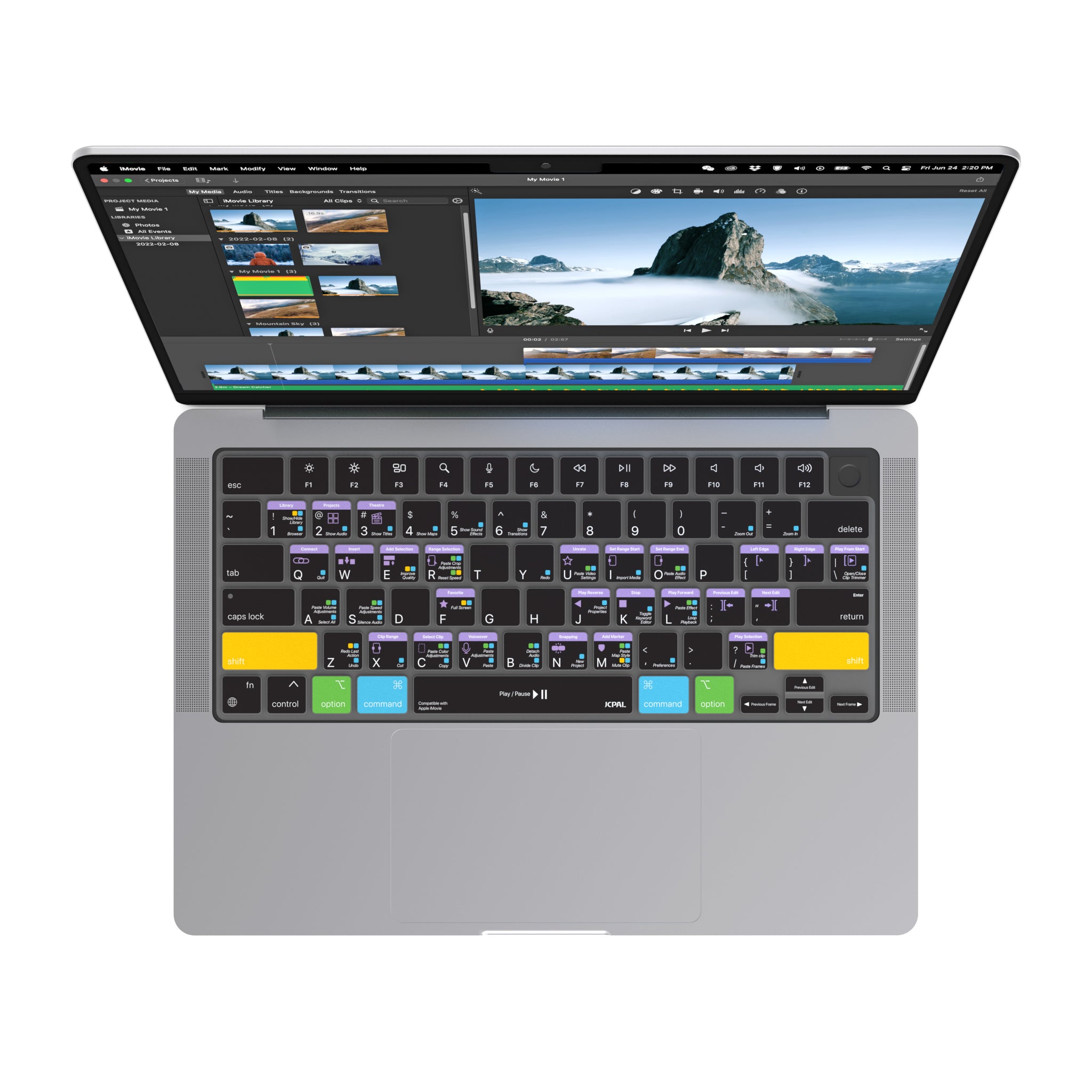 JCPal VerSkin Apple iMovie Shortcuts Keyboard Protector for MacBook Pro 14" (M3 2023 / M2 2023 / M1 2021 Models), MacBook Pro 16" (M3 2023 / M2 2023 / M1 2021 Models), MacBook Air 13.6 (M2 2022 Model), & MacBook Air 15.3" (M2 2023 Model)