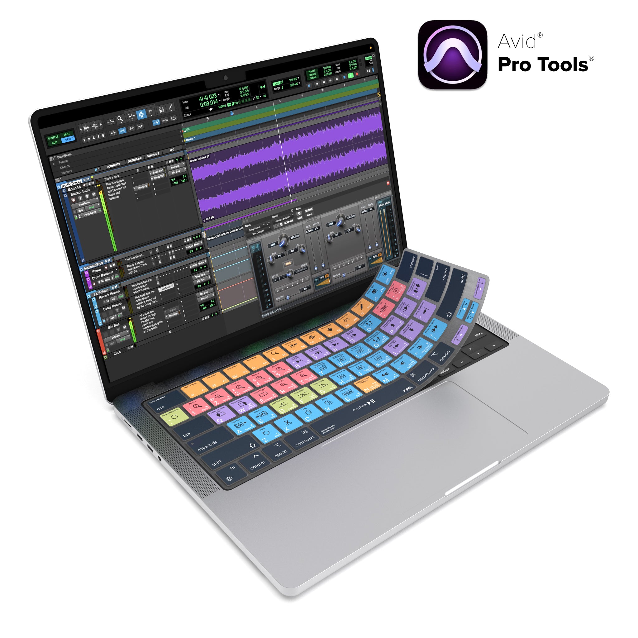 JCPal VerSkin Avid Pro Tools Shortcuts Keyboard Protector for MacBook Pro 14" (M3 2023 / M2 2023 / M1 2021 Models), MacBook Pro 16" (M3 2023 / M2 2023 & M1 2021 Models), MacBook Air 13.6 (M2 2022 Model), & MacBook Air 15.3" (M2 2023 Model)