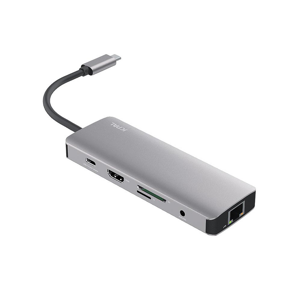 JCPal USB-C 9-Port USB-C Hub, USB-C to HDMI, USB-C PD, 3 x USB3.1, Ethernet, SD Card Reader, microSD Card Reader