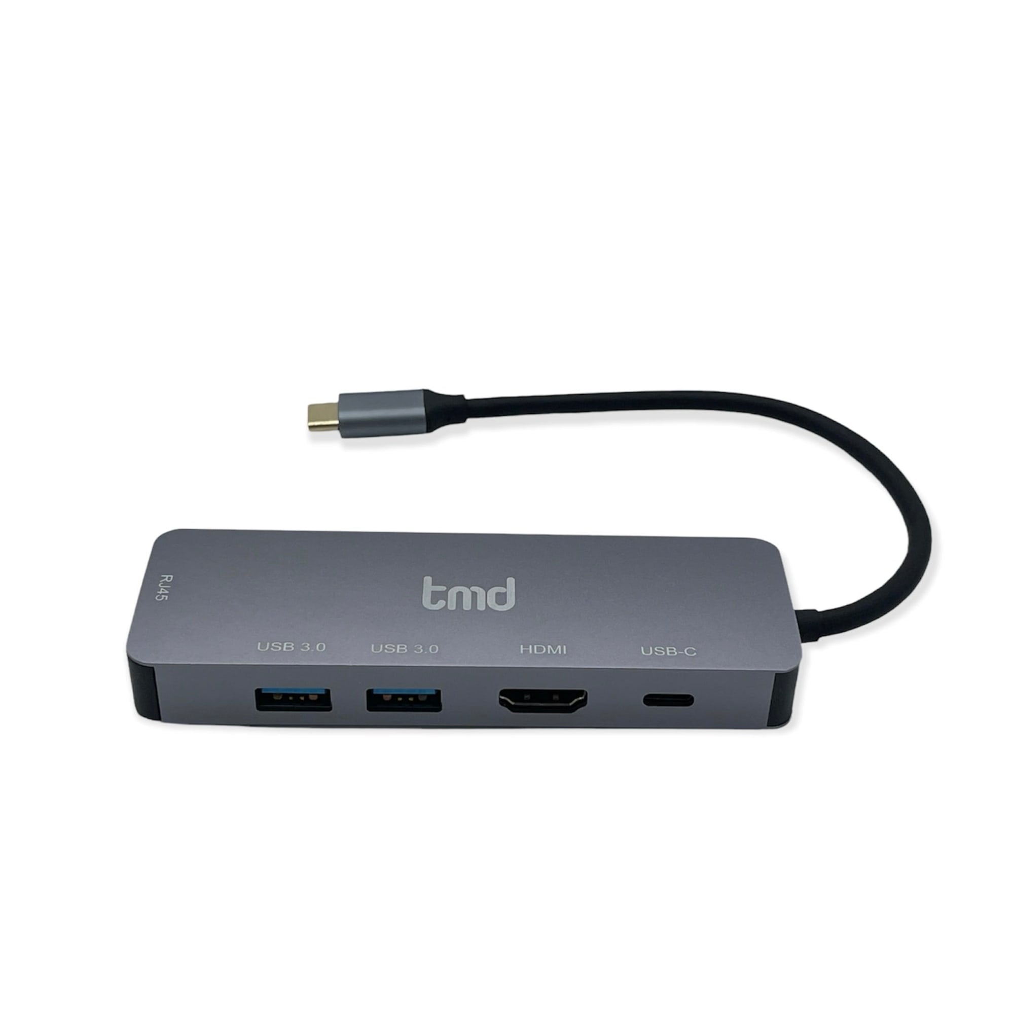 tmd USB-C Essential 5-Port USB-C Adapter, USB-C to 4K HDMI, USB-C PD, 2 x USB3.0, Ethernet - Space Gray