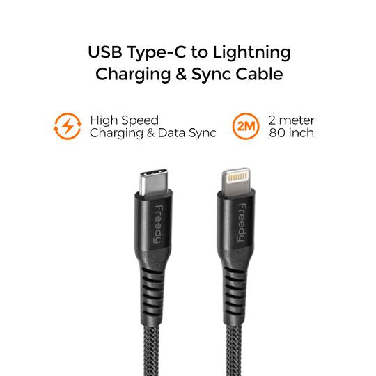 Freedy USB-C to Lightning, Braided Charging Cable